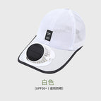 Baseball full mesh breathable mesh cap—white / [round solar + usb charging] lasts 2 to 8 hours