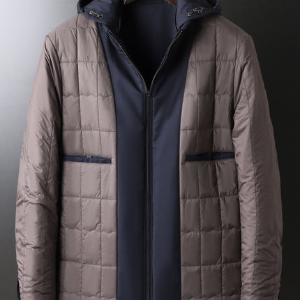 Source Manufacturer Spring and Autumn Anti-Wrinkle Fashion Korean Style Casual Jacket Business Simple Removable Hood Filled with Wool Middle-Aged Clothing