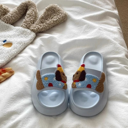 Puppy Sandals and Slippers Women's Summer Eva Wearing Indoor Thick Bottom Non-slip Dung Treading Cute Beach Casual Slippers