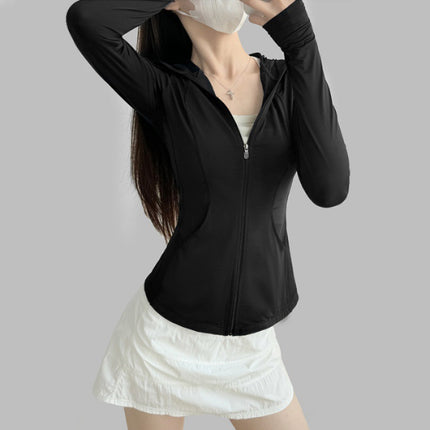 2025lulu Same Style Slim-fit Hooded Long-sleeved Jacket Women's Slim-fit Casual Sports Yoga Clothing Sunscreen Clothing Skin Clothing