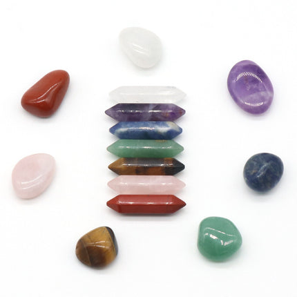 Natural Crystal Set, Hexagonal Column Double-Pointed 7 Pieces, Irregular 7 Pieces, Set Gift Box Manufacturer Wholesale