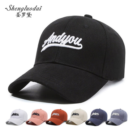 Japanese Style Casual Sanding Letter Embroidered Cap Women's Spring and Autumn Summer New Big Head Wide Brim Casual Baseball Cap