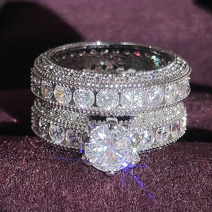 Jewelry by weight skin wish European and American luxury round gemstone full diamond multi-color combination ring ladies r4428