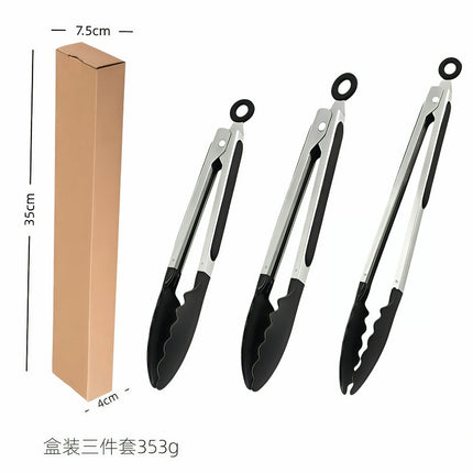 Silicone Clips for Kitchen Non-Stick Pans, Anti-Scalding and High Temperature Resistance, Household Barbecue and Steak Special Set, Stainless Steel Food Clips