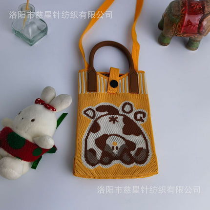 Girl's Heart-Shaped Knitted Crossbody Bag