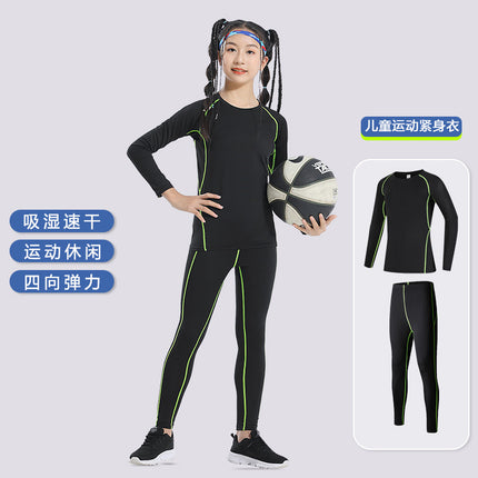 Children's Tight Clothes Training Clothes Quick-drying Clothes Elastic Sweat-absorbent Basketball Football Training Clothes Base Roller Skating Boxing Fitness Clothes