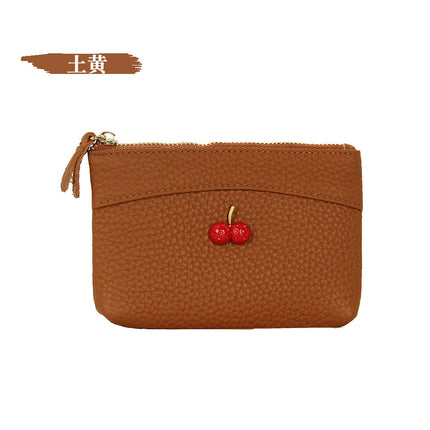 First Layer Cowhide European and American Little Bee Women's Zipper Genuine Leather Coin Purse Genuine Leather Key Ring Bag Mini Coin Bag