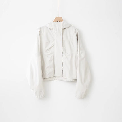 Lulu's Same Style Women's Jacket, Outdoor Jacket, Laminated Loose Hooded Raincoat, Windproof and Waterproof Jacket