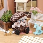 Only cotton baby clothes-hat, tie, top and pants / Brown british style- 10cm