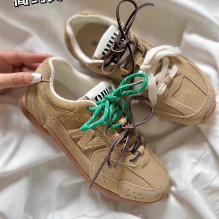 Joint miu * genuine leather retro casual moral training shoes 2025 spring new Joker breathable sports shoes Forrest Gump shoes