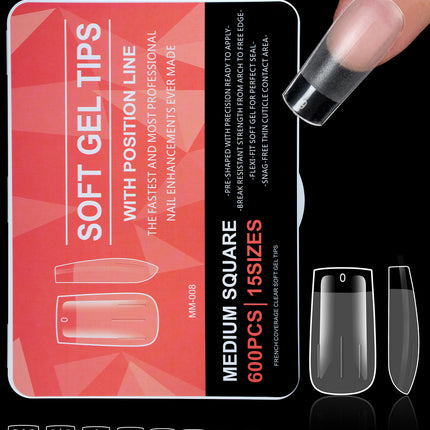 Cross-border grinding-free ultra-thin nail art half frosted seamless false finger nail patch soft gel tips 600p