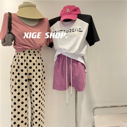 V Neck Cool Cupro T-Shirt for Women in Summer, Simple and Versatile Draped, Slim Goose Egg Collar, Pure Color Short-Sleeved Top T-Shirt