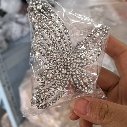 Butterfly Pearl Rhinestone hair clip women's back head updo elegant hair grip luxury headdress hair volume shark clip