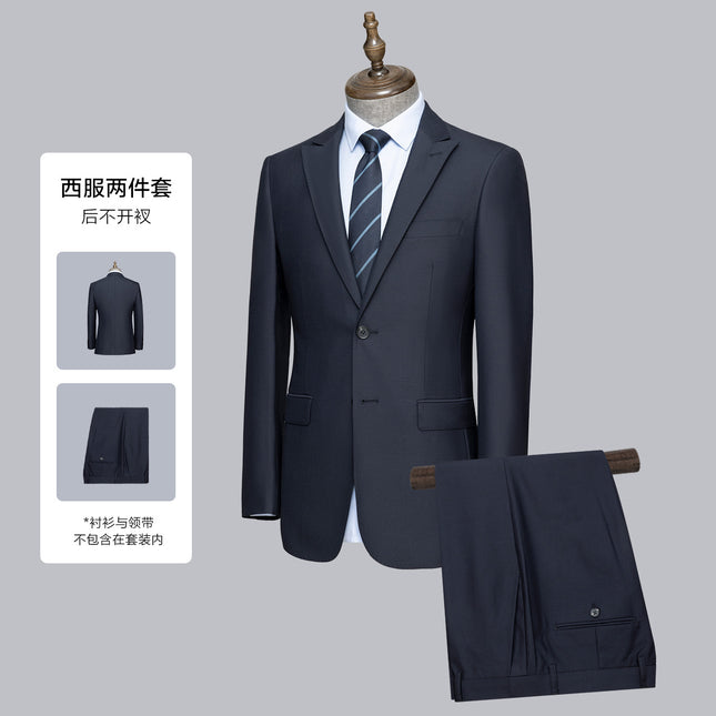 Wool Suit Jacket Men's Business Casual Suit High-End Wedding Dress Groom Suit Anti-Wrinkle Tribute Silk Brocade