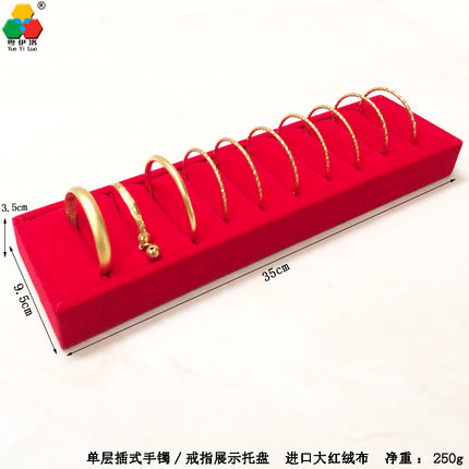 Trapezoidal 9-Slot Ring Holder Earring Display Jewelry Stand Ice Flower Pendant Jewelry Tray Accessory Tray Live Streaming Same Style
