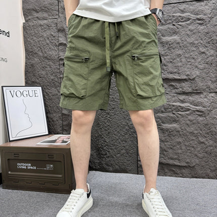 Japanese Retro Tooling Shorts Summer Men's Washed Cotton Elastic Micro Elastic Comfortable Sports Tooling Shorts Shorts