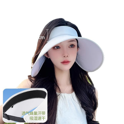 Wrap-Around Full-Face Sun Protection Hat for Women in Summer Cycling Uv Protection Ice Silk Cool Feeling Oversized Brim Empty Top Sun Hat