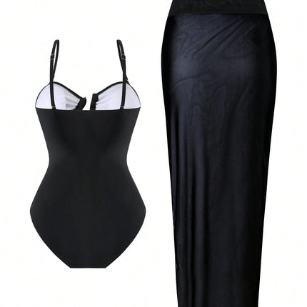 2025 New Cross-Border European and American Slim Conservative One-Piece Swimsuit Women's High-End Bikini Hot Spring Swimsuit Suit