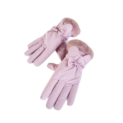 Women's Winter Outdoor Cycling Gloves Fleece-Lined to Heattech Electric Vehicle Waterproof Touch Screen Cute Cotton Gloves Windproof Skiing