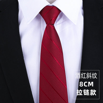 Dress Business Tie Men's and Women's Groom Wedding Black Zipper Korean Narrow No Lazy Striped Bow Tie Plaid