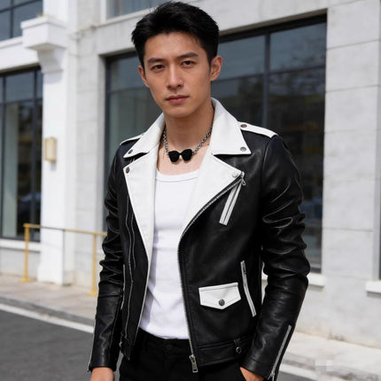 2025 New Handsome Leather Jacket Men's Spring and Autumn New Trendy Korean Leather Casual Baseball Uniform Motorcycle Jacket