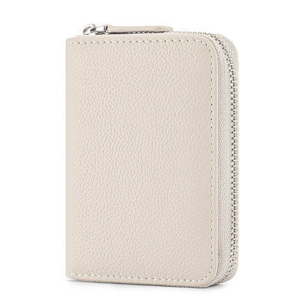 Wholesale Genuine Leather Accordion Card Holder for Women, Fashionable Large-Capacity Zipper Rfid Multi-Card Slot Card Holder