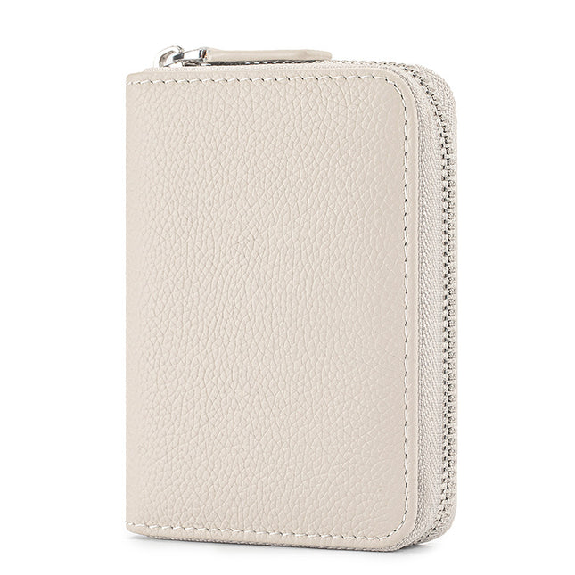 Wholesale Genuine Leather Accordion Card Holder for Women, Fashionable Large-Capacity Zipper Rfid Multi-Card Slot Card Holder