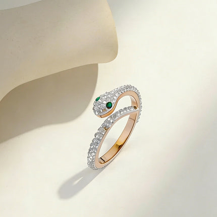 South Korea Simple Titanium Steel Ring Women's Ins Trendy Diamond Small Snake Index Finger Light Luxury Niche Design Sense Ring Jewelry