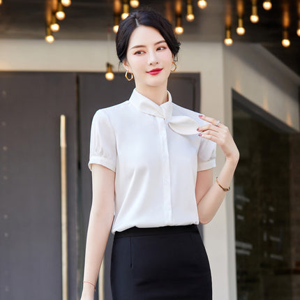 Summer New Fashion Temperament Professional Women's Short-sleeved Shirt Hotel Front Desk Beautician Jewelry Shop Work Clothes Set