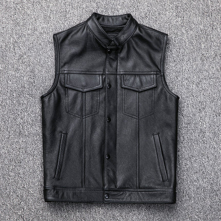 Cross-border Amazon wish vest excellent zipper button motorcycle leisure leather vest