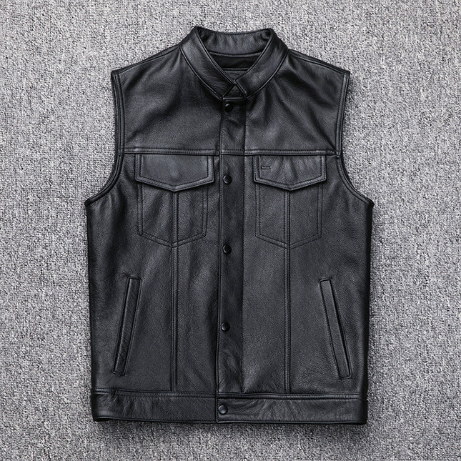 Cross-border Amazon wish vest excellent zipper button motorcycle leisure leather vest