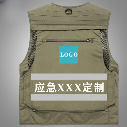 Four Seasons Photography Tooling Multi-Pocket Quick-Dry Vest Safety Waistcoat Logo Printing Men's and Women's Wear