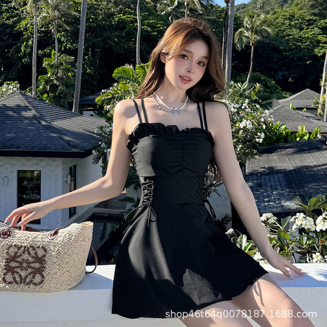 Sling Swimsuit Women's Conservative Split Slim Belly Covering 2025 New Hot Style High-end Hot Spring Student Small