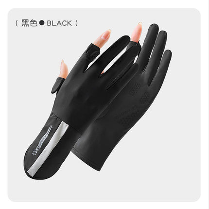 Sunscreen Gloves Women's Summer Ice Silk UV-resistant Breathable Non-slip Thin Riding Outdoor Electric Car Gloves