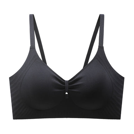 Pleated Hollow-out Traceless Underwear Live-generation Naked Comfortable No Steel Rings Soft Support Fixed Cup Bra Cross-border