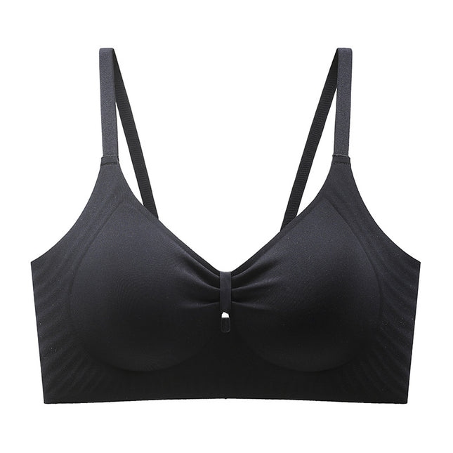 Pleated Hollow-out Traceless Underwear Live-generation Naked Comfortable No Steel Rings Soft Support Fixed Cup Bra Cross-border