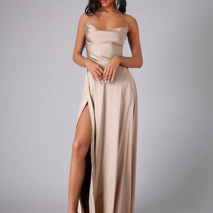 2025 New European and American Foreign Trade Women's Sexy Slim Slim-Fit Backless Amazon Strap Tight Waist Dress Long Dress
