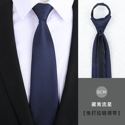Dress Business Tie Men's and Women's Groom Wedding Black Zipper Korean Narrow No Lazy Striped Bow Tie Plaid
