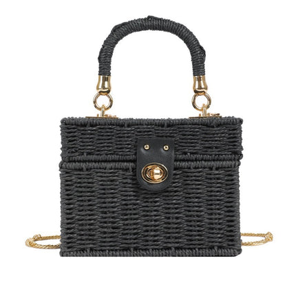 New High-End Straw Bag, Hand-Held Crossbody Bag, Women's Bag, Small Fragrant Woven Bag, Small Square Bag, Vacation Beach Bag for Women