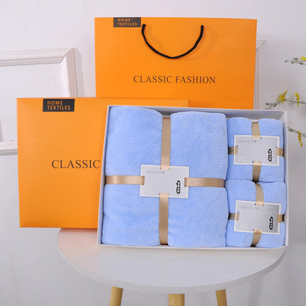 Coral towel bath towel three-piece business opening activity gift box suit company wedding gift accompanying staff