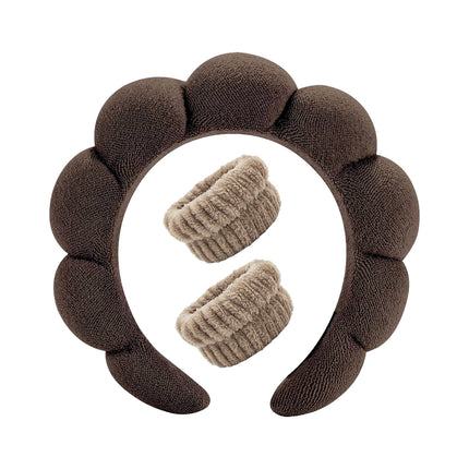 Cross-border selling European and American high cranial top women's face washing clouds sponge hairband makeup wrist band headband two-piece wholesale