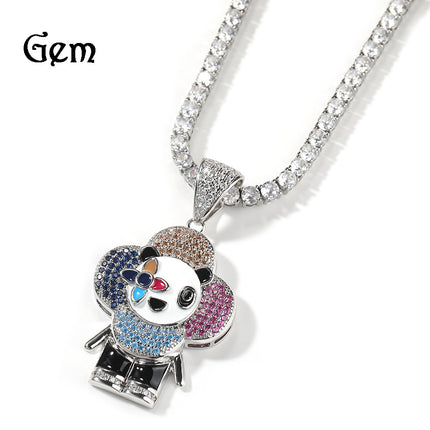 Cross-border European and American Hip-hop Creative New Donkey Flower Pendant Shining Micro-inlaid Zircon Jewelry Men's and Women's Couple Pendant