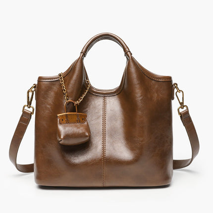 Bucket Bag 2025 New Leather Handbag Tote Bag Fashionable All-match Simple Casual Shoulder Crossbody Bag