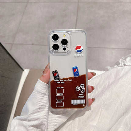 Mobile Phone Case for iPhone16promax Coke Floating Liquid quicksand for Apple 14 Large Hole Drop-resistant Protective Case