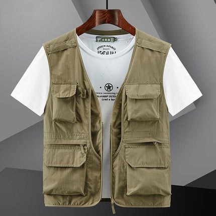 Spring and summer thin multi-pocket work vest men's outdoor photography fishing vest mesh breathable waistcoat quick-drying jacket