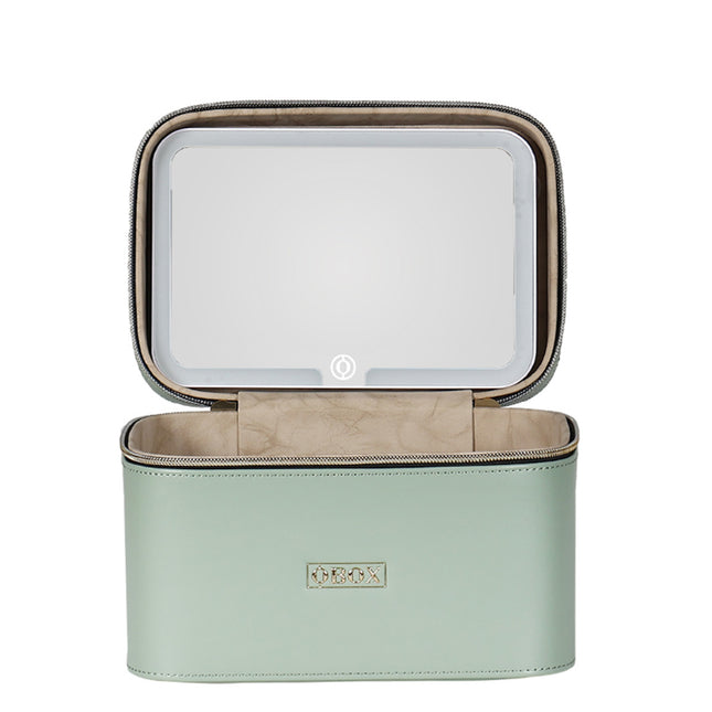 Cross-Border Led Mirror Travel Makeup Bag, Makeup Mirror, Cosmetics Portable Large-Capacity Makeup Case, Hand-Held Beauty Bag