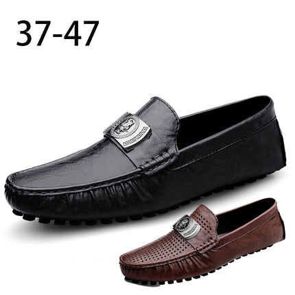 Men's Shoes Summer Shoes Men's Genuine Leather Hollow Hole Sandals Korean Fashion Men's Shoes Breathable Hole Casual Leather Shoes