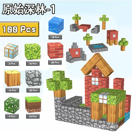 Cross-Border Mc My Magnetic World Magnetic Block Building Blocks Assembly Gravity Puzzle Primitive Forest Amazon Jungle