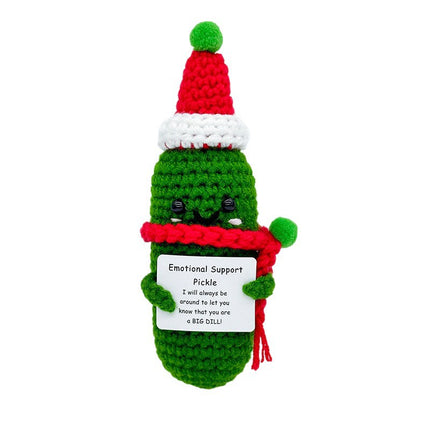 Cross-Border Finished Handmade Knitted Doll Cartoon Emotional Support Emoji Funny Cucumber Keychain Ornament Gift