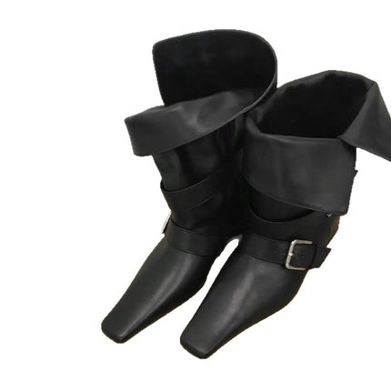 Korean Style Niche Square Toe Thick Heel Slim Boots for Women 2025 Spring New Suede Belt Buckle Retro Western Short Boots